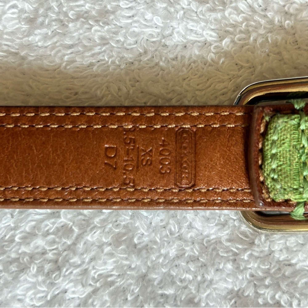 Genuine Coach Stylish Green and Brown Dog Collar - Picture 3 of 4
